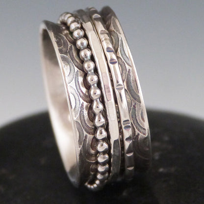 Sterling Silver Spinner Ring Spiral Pattern
