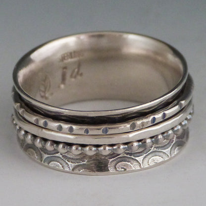 Sterling Silver Spinner Ring Spiral Pattern