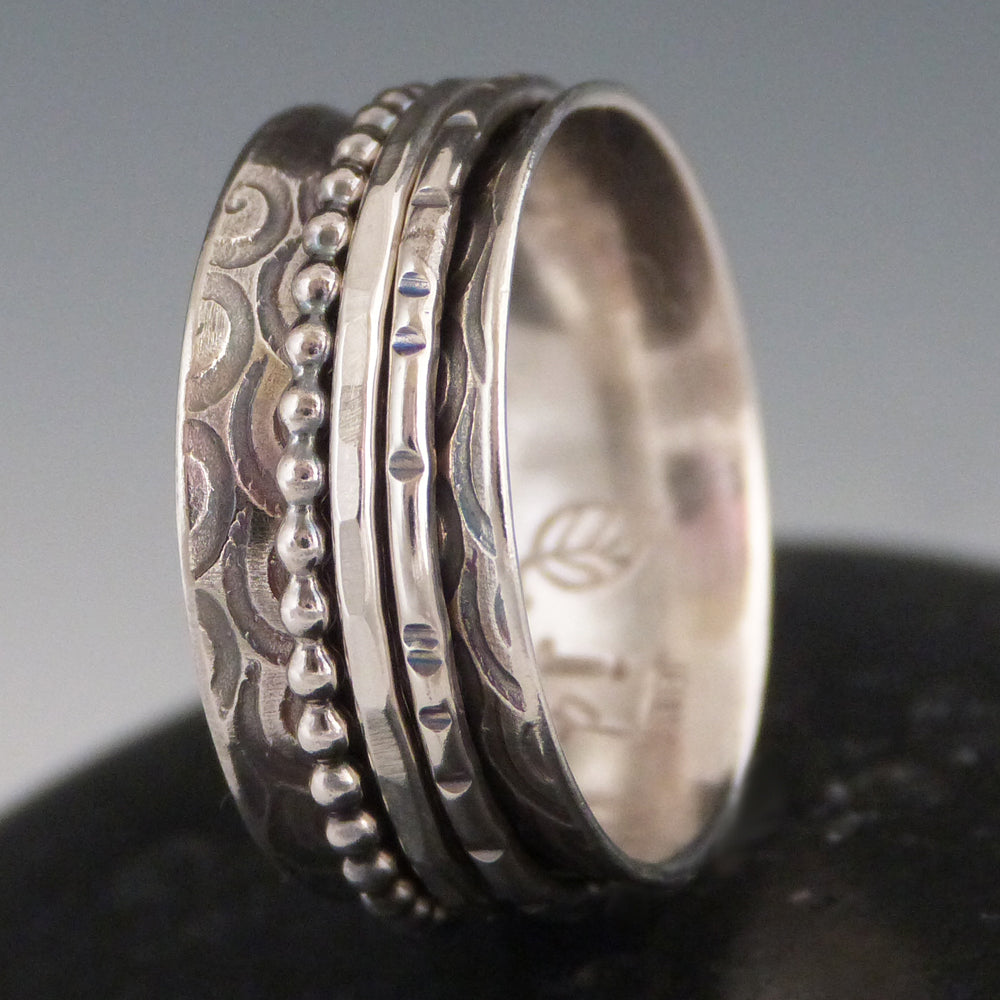 Sterling Silver Spinner Ring Spiral Pattern