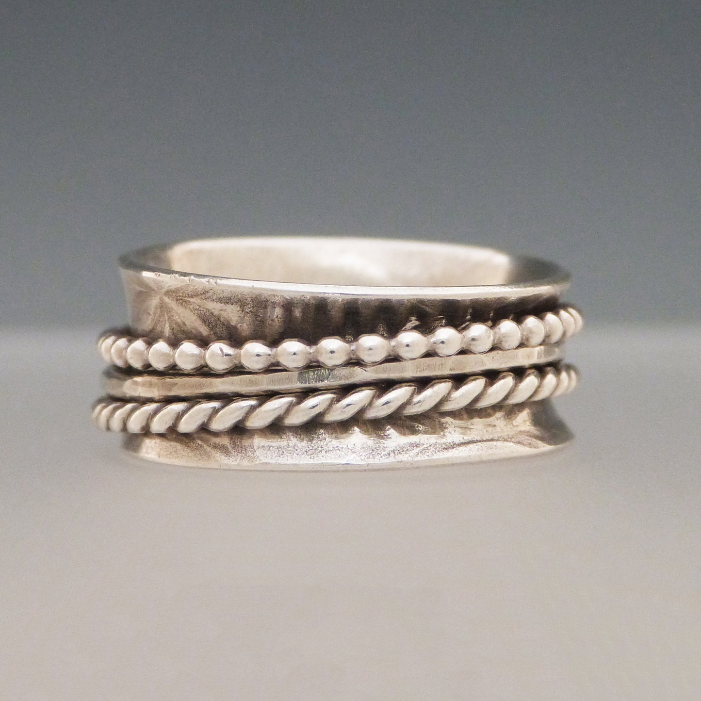 Sterling Silver Triple Band Spinner Ring