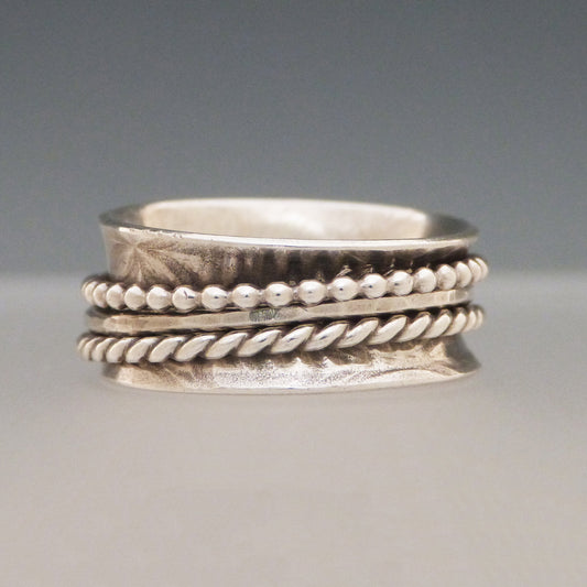 Sterling Silver Triple Band Spinner Ring