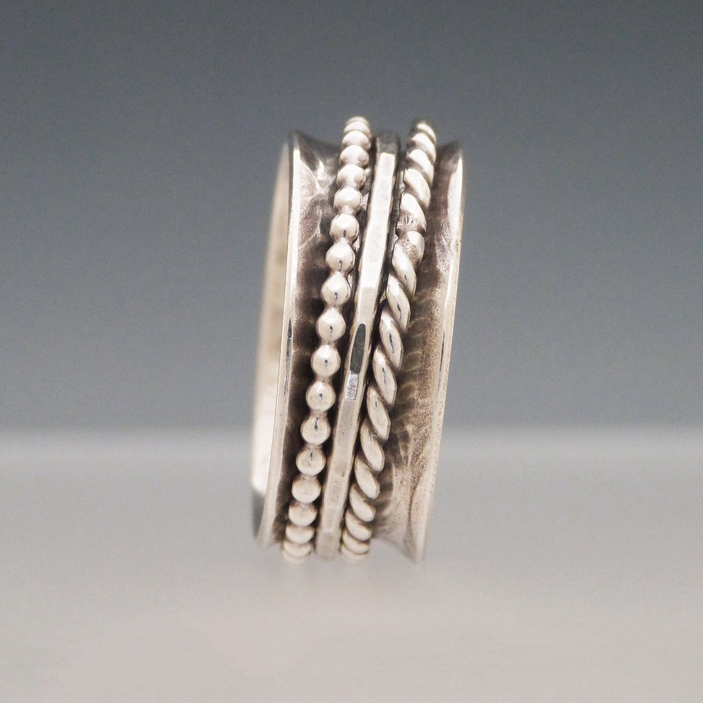 Sterling Silver Triple Band Spinner Ring
