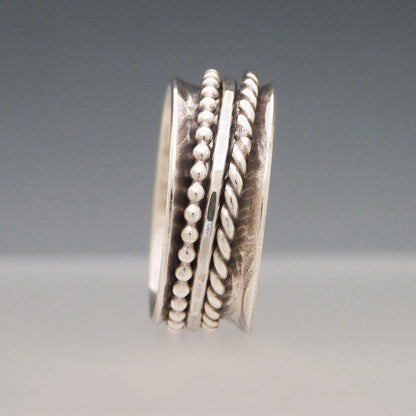 Sterling Silver Triple Band Spinner Ring