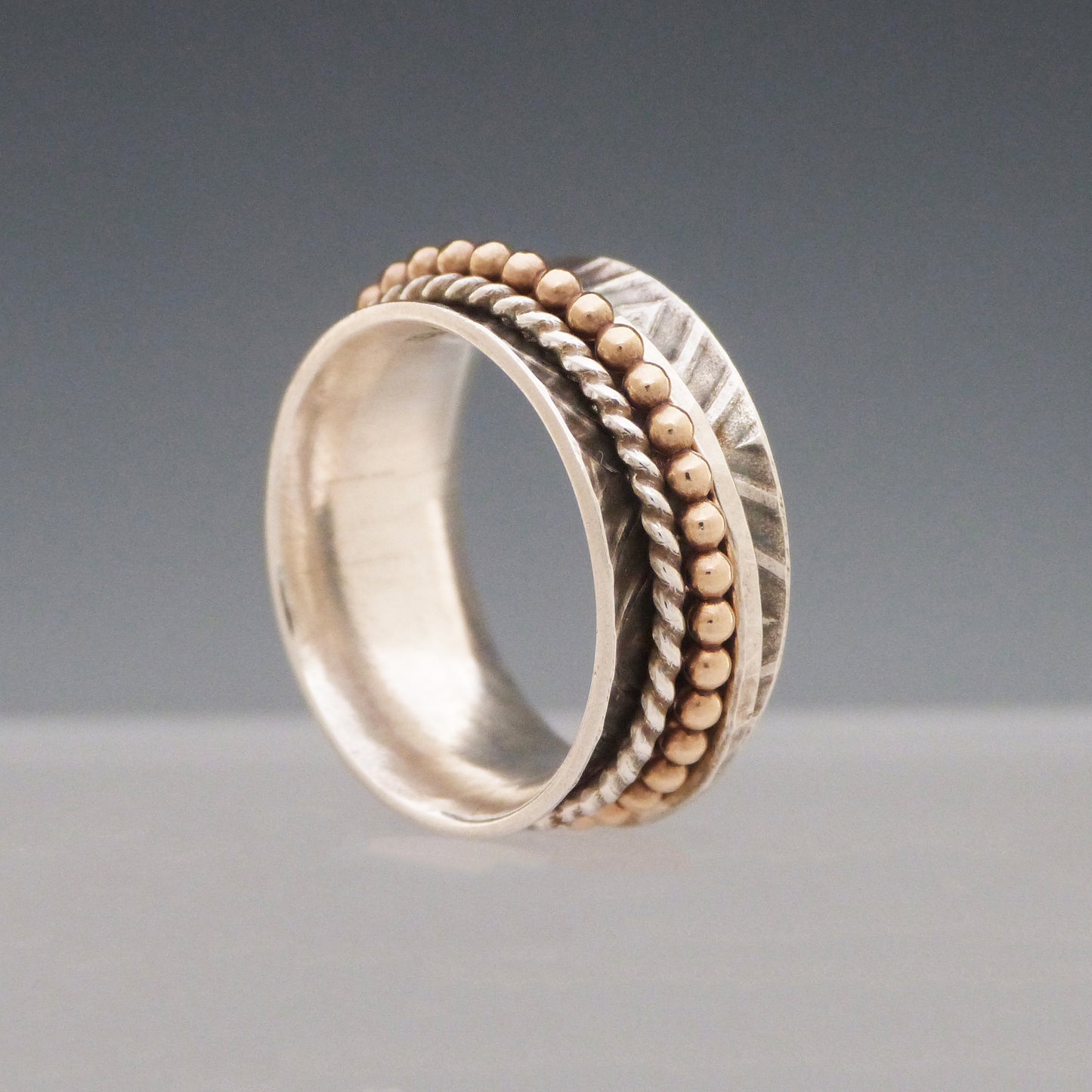 Triple Band Gold Accent Spinner Ring