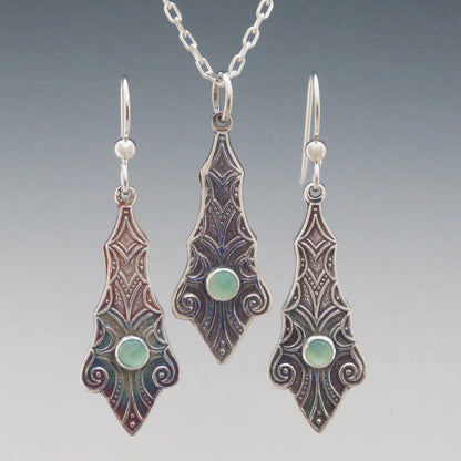 Green Chrysoprase Art Nouveau Earrings